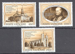 Vatican Sc# 842-844 MNH 1989 Ecclesiastical Hierarchy in the U.S. 200th