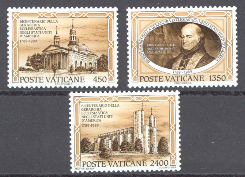 Vatican Sc# 842-844 MNH 1989 Ecclesiastical Hierarchy in the U.S. 200th