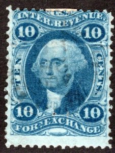 Scott R35d, 10c Foreign Exchange, Used, blue, Used, USA Revenue Stamp