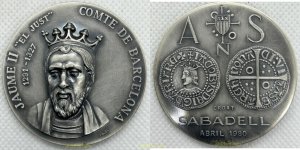 MEDALLA COMTE DE BARCELONA. JAUME II EL JUST. ASOCIACION NUMISMAT...