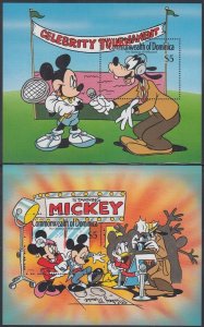 DOMINICA # 1216-7 DISNEY SET of 2 SOUVENIR SHEETS for the GLAMOUR of HOLLYWOOD