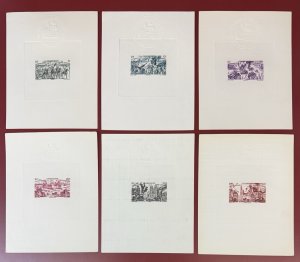 Guadeloupe, 1946, Scott #C4-C9, Set of 6 Proofs/Deluxe Sheets, Chad to Rhine