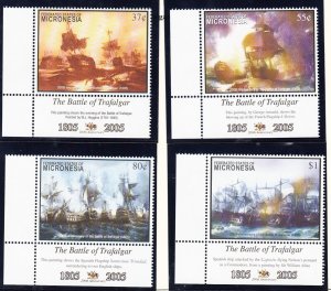 MICRONESIA Sc 641-45 NH SET+S/S OF 2005 - BATTLE OF TRAFALGAR - (JO23)