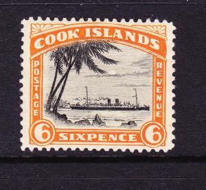 COOK  ISLANDS 1932  6d  PICTORIAL  MLH P13  SG 104