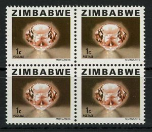 Zimbabwe Morganite Crystals Block of 4 Stamps MNH