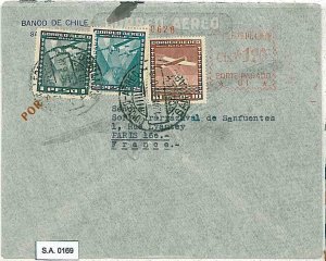 SA0169 - CHILE - POSTAL HISTORY - COVER toFRANCE with MACHINE POSTMARK + STAMPS