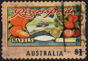 AUSTRALIA 2016 $1, Nostalgic Fruit Labels-River's Pride Navels Self Adhe...