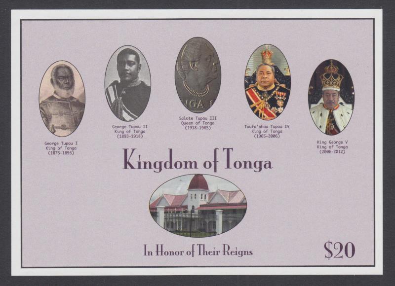 Tonga Sc 1189 MNH. 2012 $20 Tongan Royalty, imperf souv sheet, VF+