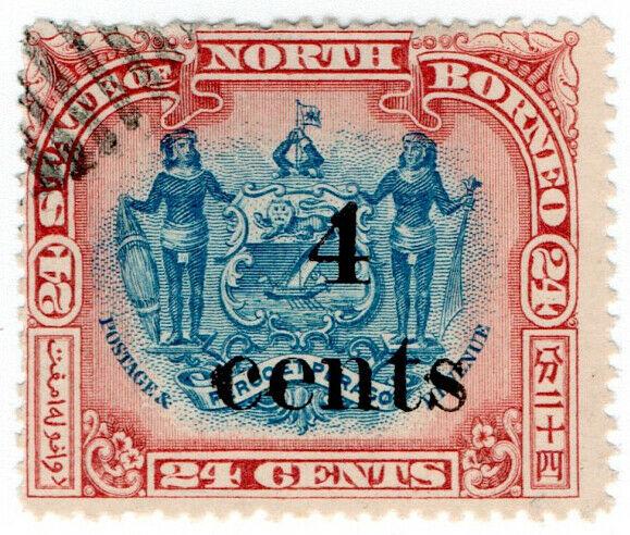 (I.B) British North Borneo Postal : 4c on 24c OP (State)