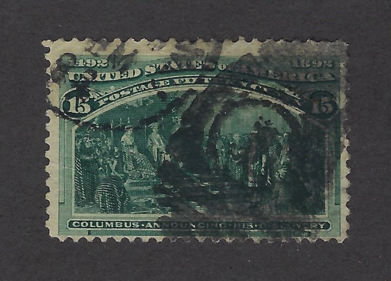 United States Scott 238 15¢ Columbian Expo Used Heavy Cancel