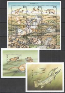 A1345 Gambia Fauna Prehistoric Life Animals Dinosaurs 1Kb+2Bl Mnh