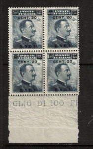 Italy Rhodes #14 Mint Fine - Very Fine Never Hinged Margin Block