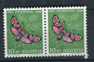 SWITZERLAND; 1956 early Pro-Juventute issue MINT MNH 10c. Pair Butterfly