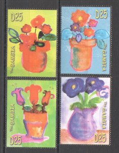 A0690 Gambia Flora Plants Flowers In Art Paintings Set Mnh