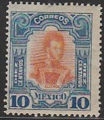 MEXICO 315 10¢ INDEPENDENCE CENTENNIAL 1910 COMMEM UNUSED, H OG. F-VF.