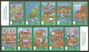 GUERNSEY Sc# 615 - 624 MNH FVF Set of 2 x 4Strip Tapestries