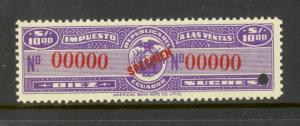 ECUADOR REVENUE STAMPS 1950 10s SALES TAX SPECIMEN MNH