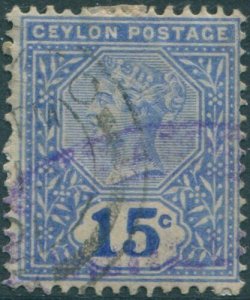 Ceylon 1899 SG261 15c blue QV #3 FU (amd)