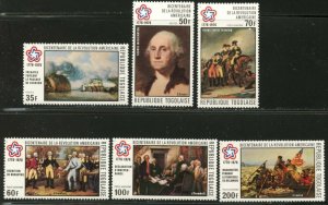 TOGO Sc#924-5, C270-3 1976 American Bicentennial Imperforate Complete Mint NH