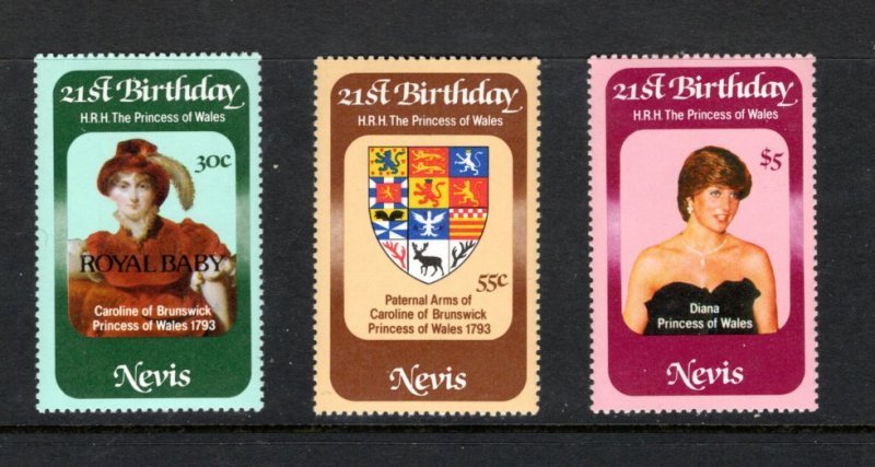 NEVIS 151-3MNH VF  21st Birthdays