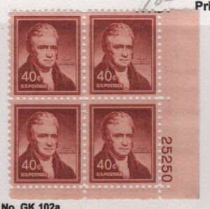 1050 40c John Marshall 25250 LR Plate Block