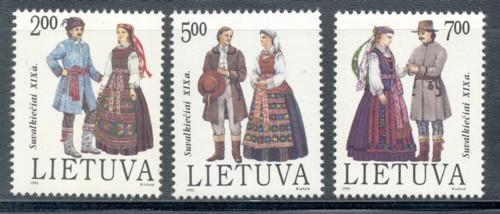 Lithuania Sc 434-6 1992 Folk Costumes stamp set mint NH