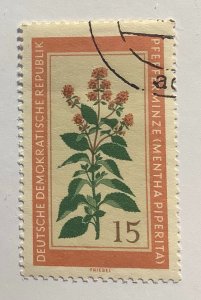 Germany DDR 1960 Scott 496 used - 15pf, Medicinal plants, Peppermint