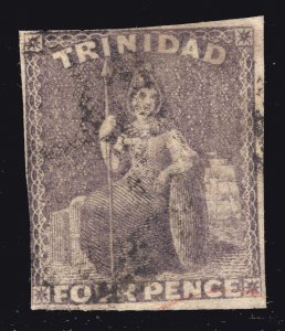 MOMEN: TRINIDAD SG #25 1859 IMPERF USED £325 LOT #66787*