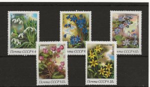 Russia 1987 Spring Flowers set of 5 sg.5331-5  MNH