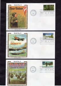 2838a-j WWII, set/10 FDC Colorano Silk