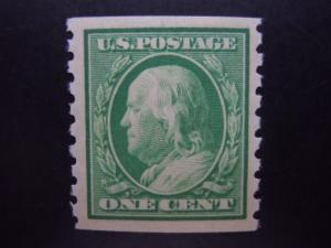 1910 #392 1c Franklin  Coil Perf 8 1/2 Vert MLH OG VF CV $27.50