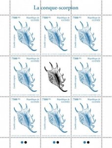Guinea - 2020 Scorpion Conch Seashell - 8 Stamp Sheet - GU200201c3