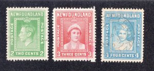 Newfoundland 1941 2c to 4c Royals, Scott 254-256 used, value = 80c
