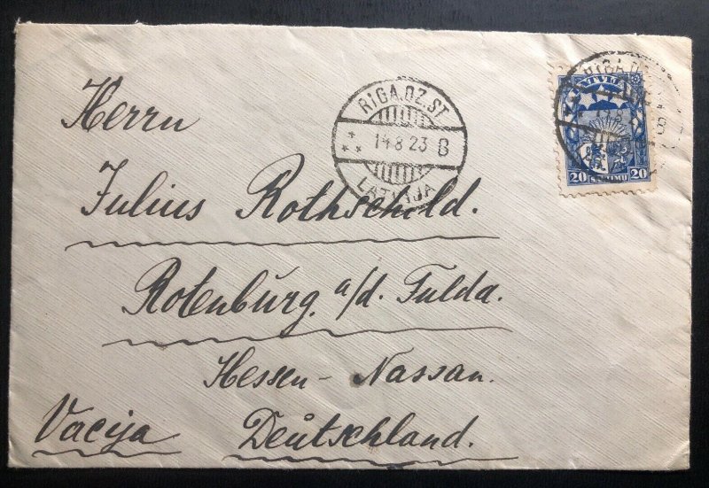 1923 Riga Latvia Cover To Rotenburg Fulda Germany Sc#121