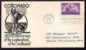 US 898 Coronado C Anderson Pen FDC