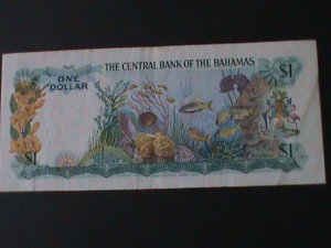 ​BAHAMAS-1974-CENTRAL BANK-$1 DOLLAR-NEAR UNCIR- NOTE- VF-50 YEARS OLD-