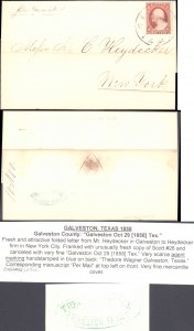 Galveston County Galveston, Folded Letter, Agent Marking ( Postal History ), ...