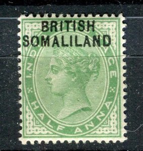 SOMALILAND; 1900s early QV India issue Mint hinged 1/2a. value