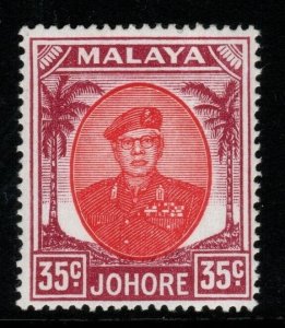 MALAYA JOHORE SG142b 1952 35c SCARLET & PURPLE MNH