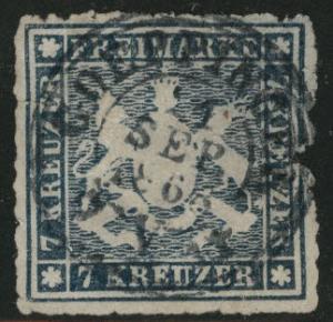 Germany State Wurttemberg Scott 44 great cancel but Faulty