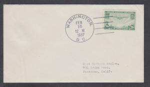 US Sc C21 FDC, 1937 20c green Trans-Pacific, no cachet