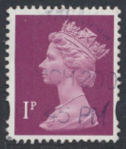 GB 1p Machin  SG Y1760  Used  2 bands  SC# MH199  see scans