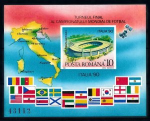 [101397] Romania 1990 World cup football soccer flags Imperf. Sheet MNH