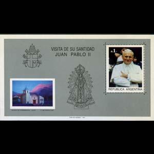 ARGENTINA 1987 - Scott# 1586 S/S Pope Paul II NH