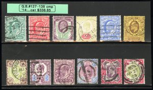 Great Britain Stamps # 127-138 Used VF Edward VII Scott Value $338.85