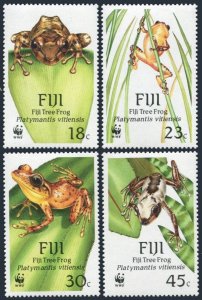 Fiji 591-594, MNH. Michel 586-589. WWF 1988. Tree Frog Platymantis vitiensis.