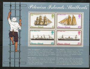 PITCAIRN ISLANDS SGMS161w MAILBOATS w Wmk CROWN TO RIGHT OF CA MNH