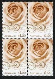 Australia SG3691 2012 1.20 Pale Gold Rose Block of 4 U/M