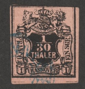 *KAPPYSSTAMPS 5581  GERMANY HANOVER SCOTT #3 USED VERY FINE CATALOG $60