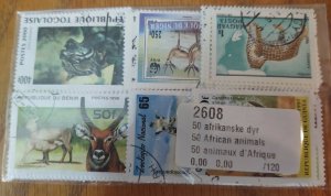 Animals,WW stamp accumulation, kiloware ,50 different used African Animals-2608